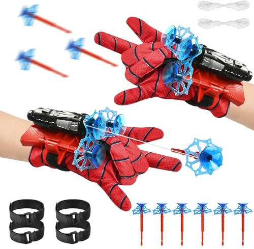 LIVESTN Launcher Handschuh, 2 Set Kids Spid-er Handschuhe Launcher-Handschuhe, Shooter Kinder Cosplay Handschuh Spielzeug für Kinder Fans