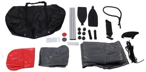 1-Personen- aufblasbares Kajak-Set, aufblasbares Kanu mit hartem Boden und Stand-up-Funktion, UV-beständiges PVC-Aufblasboot mit Handpumpe, Paddel und Aufbewahrungsbeutel für das A (Rot)