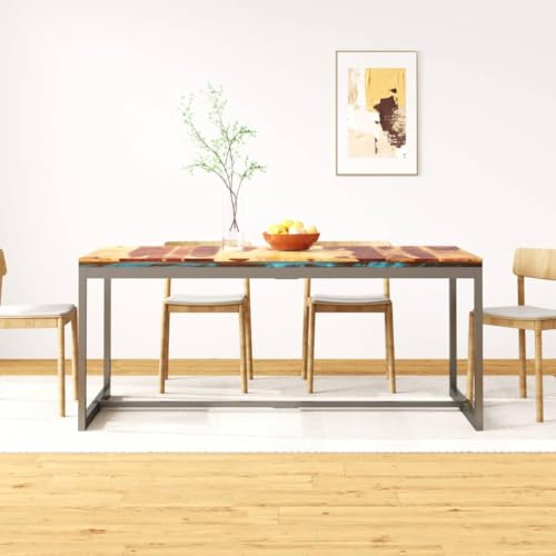 FWIKDUN Massivholz Esstisch Industrie-Stil Akazie 180 cm - Handgefertigter Esstisch aus massiver Akazie mit Stahlgestell und Akazienholzplatte im Industriedesign