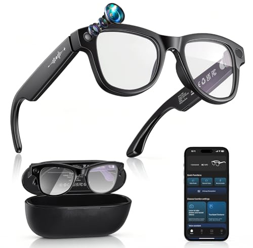 BORDRISE Smart Glasses mit Kamera 4K, KI Brille mit 4K-HD-Video und Fotoaufnahme - Echtzeit-Übersetzung, Aufzeichnungsbrille mit KI-Assistent, Open-Ear-Audio, Objekterkennung, Bluetooth für Reisen