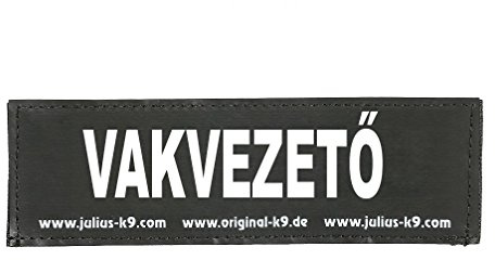 Julius-K9 Interchangeable Hook & Loop Patches, 1 pair, VAKVEZETŐ, Size: Small, Black