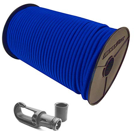 Seilwelt 6mm Expanderseil 30m Gummiseil + 30 Karabiner Gummileine Planenseil Seil Plane in Blau