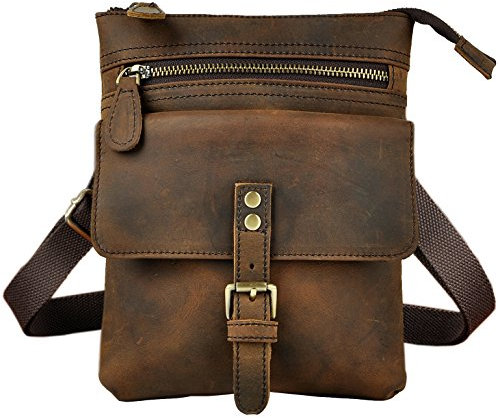 Le'aokuu Herren Echtes Leder Tasche Hüfttasche Hip Bum Fanny Belt Waist Pack Bauchtasche Alltag Messenger Bag 6574 (6574 Braun)
