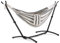 VonHaus Hammock with Stand - Freestanding 2 Person Striped Hammock Seat with Steel Frame - Polycotton Material & Adjustable Frame for Garden - Travel Bag for Beach, Camping & Outdoors - Blue & White