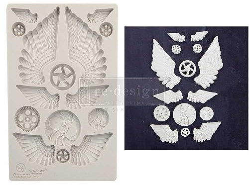 Redesign With Prima Redesign Decor Moulds 5x8x8mmMould Cogs and Wings Crafting Resin Molds for air Dry Clay DIY Projects Funiture Dresser, Chocolate,Cake,Candy,Backery,Soap,Polymer Clay,hot Glue