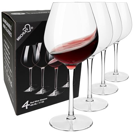 COOKY.D Incassable Verres à Vin Rouge de Bordeau 480ml, Tritan-Plastique Grand Verres à Vins pour Mariage et Fête, Lave-vaisselle Garanti, Lot de 4