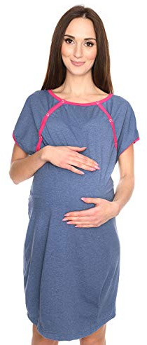 MijaCulture 3-i-1 födelseklänning amningströja mammanattlinne 4123, Melange jeans, XL