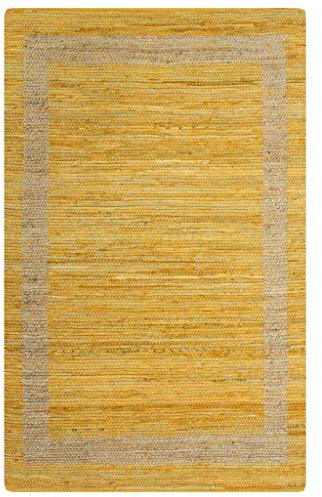 vidaXL Teppich Handgefertigt Kurzflor Wohnzimmerteppich Handwebteppich Juteteppich Läufer Schlafzimmer Flur Jute Geflochten Gelb 160x230cm