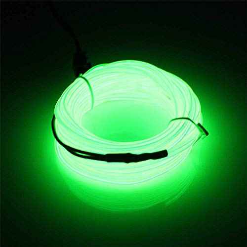 Kmruazre EL Draht Neonlicht Flexible Tragbare Licht Neonröhre Beleuchtung EL Draht Pack Treiber Hohe Helligkeit für Weihnachten Party Dekoration(3m/9ft,Fluoreszierend Grün)