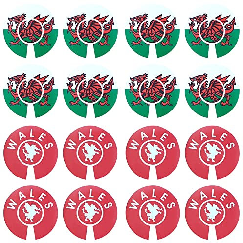 Acclaim Jumbo 6 cm 2 x Wales Red White 2 x Welsh Dragon Green Red White Lawn Bowls Identification Stickers Markers 4 Full Sets Of 4 Self Adhesive