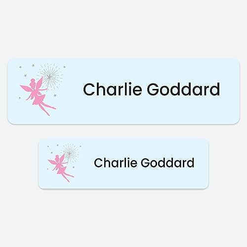 50 x No Iron Medium Personalised Stick On Waterproof Washable Name Labels Great for Clothes, School Uniform, Equipment, Shoes and Much More. School, Nursery, Day Care, Hospital - Fairy Wand