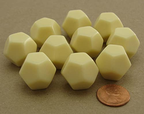 Opaque Polyhedral Bag of 10 Blank Ivory d12