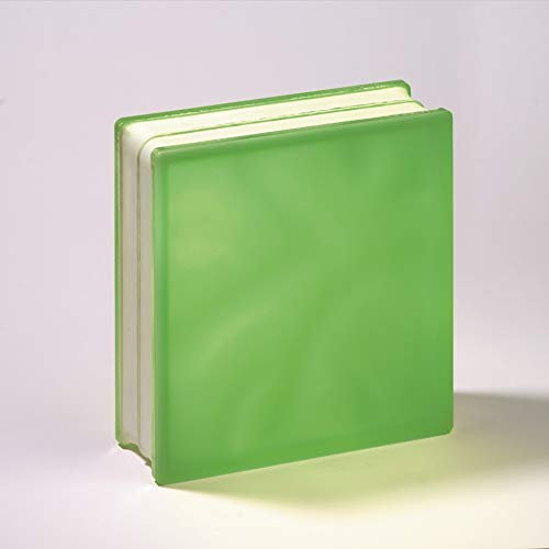 Bloc de verre Lux Glass vert foncé ondulé satiné 2 faces 19 x 19 x 8 cm Unité de vente 1 boîte de 6 pièces