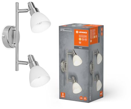 LEDVANCE LED Spotlight, 2-flammiger hochwertiger Spotstrahler aus Aluminium, geeignet für Wand und Decke Innen, austauschbare 2W G9-Leuchtmittel enthalten, Warmweiß (2700K), LED SPOT G9 2x2W