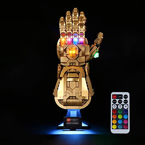 cooldac LED-Licht Kit Kompatibel mit Lego 76191 Marvel Infinity Handschuh, Fernbedienung LED Beleuchtungsset Kompatibel mit Lego 76191 Marvel Super Helden Infinity Handschuh(Keine Modelle)