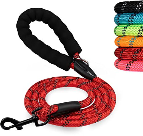 District North Reflektierende Hundeleine - 150 cm Lange Trainingsleine für Hunde - Bequem gepolsterte Führleine Dog Leash - Klasse Hundeleinen für große Hunde (150cm, Rot)