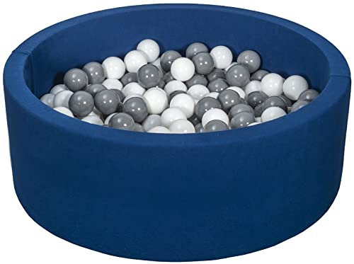 Velinda Bällebad Ballpool Kugelbad Bällchenbad Bällchenpool Pool +200 Bällen dunkelblau (Farbe der Bälle: weiß,grau)