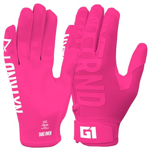 Nxtrnd G1 Youth Football Gloves, Kids Sticky Receiver Gloves (Pink, Youth Medium)