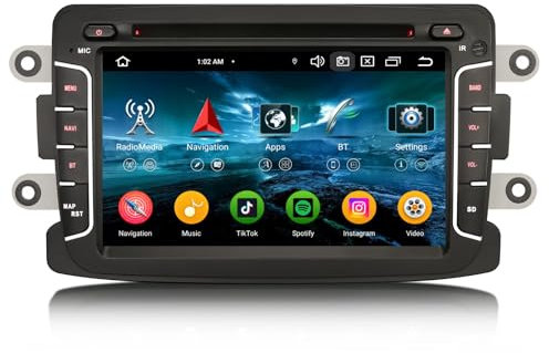 GONFEN Acht-Kern Android 14 DAB+ Autoradio Für Renault Dacia Sandero Lodgy Duster Logan Dokker 2012-2020 mit GPS Navigation 4GB+64GB Unterstützt CarPlay Android Auto WiFi Bluetooth DSP CANBus SWC DVD