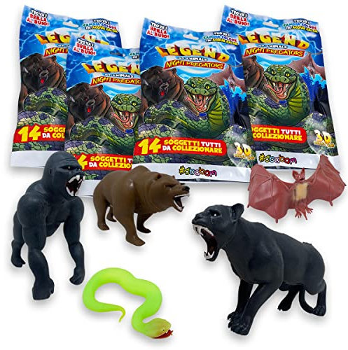 #sbabam Legends of Animal, Night Predators, Spielzeug ab 3 Jahre für Kinder, Gummispielzeuge mit Tieren wie Schlange und Löwe, 4er-Pack, Baby Geschenk Tiere Figuren