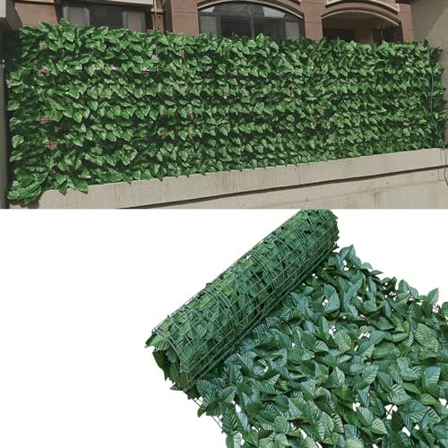 Artificial Ivy Fence Screening 3x1m, Expandable Ivy Trellis Screening Roll Fake Trellis for Balcony Garden Grass Wall Panels Outdoor Indoor Home Decor, Dark