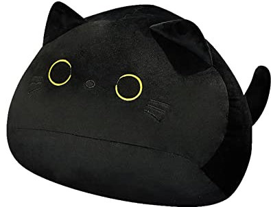 ATVOYO Schwarze Katze Kissen Spielzeug 15cm kleine Schwarze Katze Plüsch Kissen Puppe niedlich Plüsch Tier Kissen für Kinder Freundin Geburtstag Geschenk Home Decoration