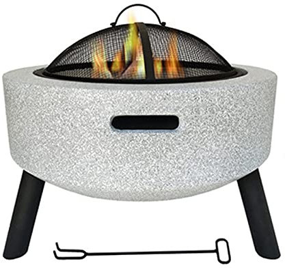 Feuerstelle, 23-Zoll-Terrassenfeuerstelle, Barbecue-Gartenofen mit Spark-Screen-Abdeckung, Holzrost und Schürhaken