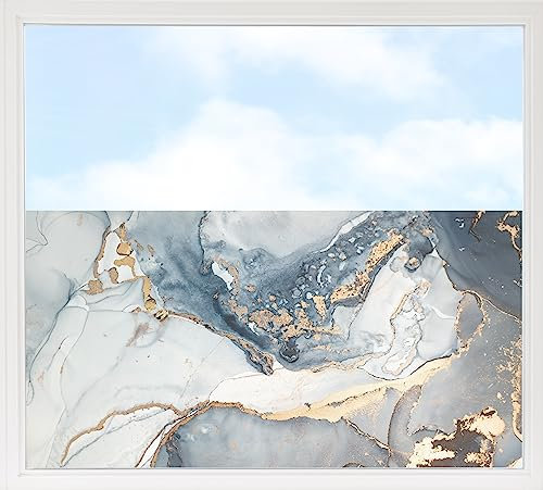 GRAZDesign Fensterfolie Blickdicht Sichtschutz, Sichtschutzfolie Fenster, Glastüren, Duschkabine, Milchglasfolie Bedruckt mit Motiv Marmor blau, grau, Gold 110x57cm