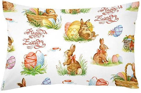 Osterhasen und Eier, 1 Stück, weicher Samt-Kissenbezug, modern, dekorativ, doppelseitig, Queen-Size-Bett, 50,8 x 76,2 cm