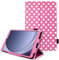 TECHGEAR Leather Case for Samsung Galaxy Tab A9 8.7 (SM-X110 / SM-X115) Premium PU Leather Slim Folio Stand Case Cover with Hand Strap [Polka/Pink]