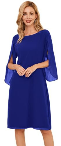 GRACE KARIN Women Elegant Chiffon Party Dress 3/4 Sleeves Formal Royal Blue Dresses for Special Ocassion Size 18