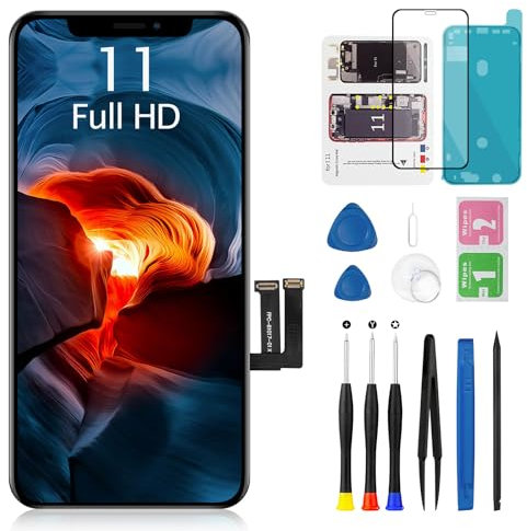 MrR.OMW for iPhone 11 Screen Replacement 6.1 Inch Full HD 3D Touch Screen LCD Display Digitizer (for Model A2111, A2223, A2221) with Repair Kits and Screen Protector