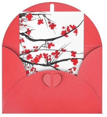 Japanischer Kirschbaum Blanko-Karten und Umschläge. Geburtstagskarten, Weihnachtskarten, Halloween, Dankesbriefe, Ermutigungskarten