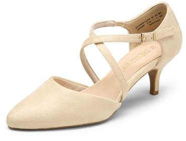 DREAM PAIRS Damen Sandale Pumps mit spitz zulaufenden hohen Absätzen, mit verstellbarem Schnallenverschluss,Size 39,Nackt,SDPU2437W-E