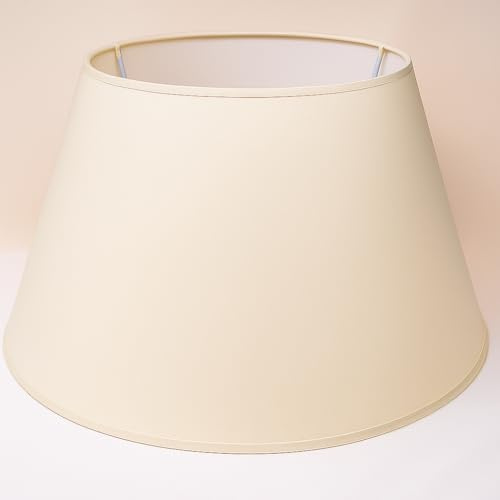 45 cm Pantalla Cono, Tela de Algodón, respaldo de PVC Blanco, Producto Hecho a Mano, para Lámpara de Mesa, Lámpara de Pie (Marfil)