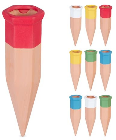 Relaxdays Tonkegel Bewässerung, 10er Set, Gießhilfe für Zimmerpflanzen und Balkonkästen, HBT: 17,5 x 5,5 x 5 cm, bunt
