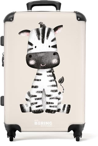 NoBoringSuitcases.com Kinderkoffer, Kinder Koffer, Koffer Groß, Koffer Kinder, TSA Schloss, Kinder Koffer mit Rollen, Koffer Leicht Groß, Koffer Mittelgroß (Zebra - Schwarz-weiß, 67 cm - 72 L)