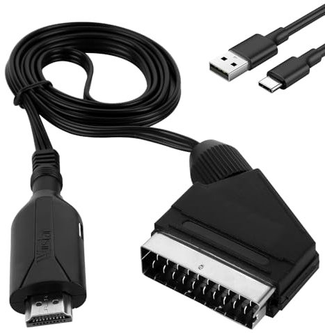 PLLYPE Scart auf HDMI Konverter, All in One SCART zu HDMI Konverter, Scart HDMI Adapter mit SCART und HDMI Kabel,für HDTV Monitor Xbox PS3 Projektor STB VHS Sky Blu-ray DVD Player