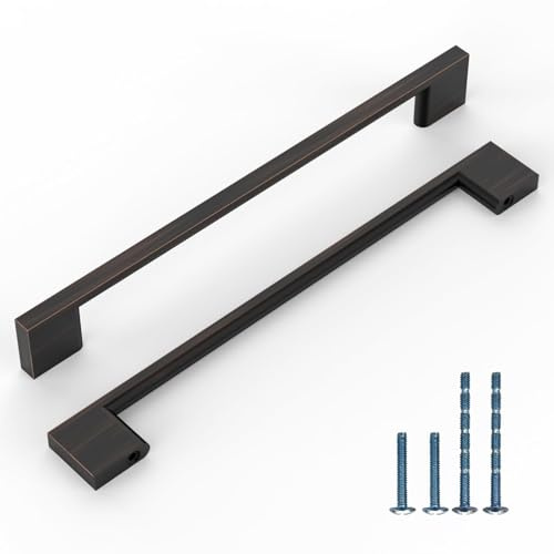 Coinkoly 10 Stück Möbelgriffe Öl rieb Bronze 192 mm Lochabstand Möbelgriffe Griffe Schrankgriffe Küchengriffe Schubladengriffe Kleiderschrank Türgriffe CK-EU0016