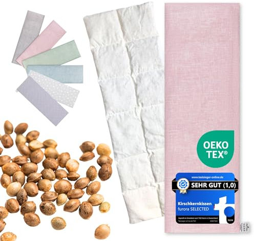 Saco Semillas Microondas - Grande XXL 60x20 cm Largo | Saco Termico semillas huesos cereza: Cuello, hombros, espalda, estómago | no contaminado, certificado OEKO TEX (Rosa N)