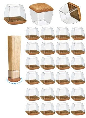 GIUPIKKIA Feltrini Sedie Silicone Quadrati 24 Pezzi Gommini, Protezione Mobili, Elastici E Resistenti Perfetti Come Piedini Per Mobili 24-33 MM Piedini Per Sedie Antiscivolo E Antirumore