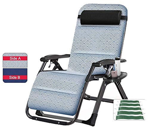 JATIBOSH Oversize Outdoor Reclining Zero Gravity Chair with Cup Holder, Extra Wide Adjustable Lounger Chair for Patio Garden Beach Pool, Support 200kg (Color : With double-sided mat)