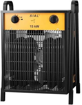 SIAL Industriale Riscaldamento 15 kW - Termoventilatore - Radiatore Elettrico - Adatto per Cantieri, Negozi, Garage, Scantinati(Nero)
