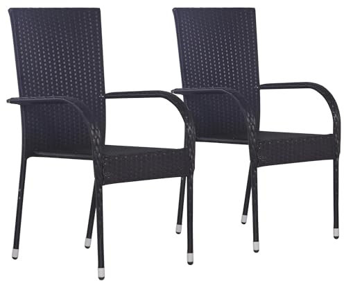 Gartenstühle stapelbar Polyrattan 2er, 4er oder 6er Set | Wetterfeste Stühle aus Rattan | Essstühle Kunststoff (2)