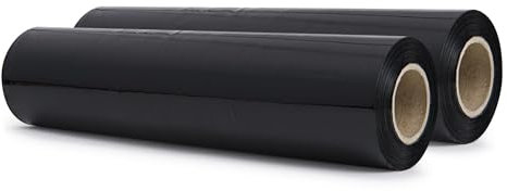 Pantera Pack Stretchfolie Schwarz folie für möbel 2 Stück 150m l Hand Stretchfolie rollen I Palettenfolie Handfolie Wickelfolie I Verpackungsmaterial (7,5 x 7,5 x 50 cm) 1,5 kg I 150m Länge