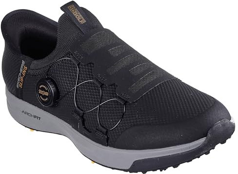 Skechers Hands-Free Go Golf Elite Vortex Slip Ins, Scarpe da Ginnastica Uomo, Black Synthetic Textile Grey Trim, 41 EU