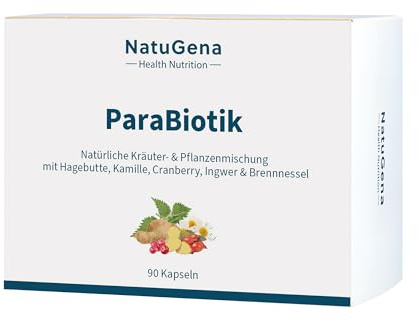 NatuGena ParaBiotik hochdosierte Kräuter- und Pflanzenmischung zur Unterstützung des Immunsystems, Zink, Vitamin A, B12, C & D, 90 Kapseln (6 Tage Packung)