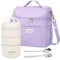 Voova Stackable Stainless Steel Lunch Box with Insulated Lunch Bag and Cultery Set for Kids Adult Women Men, 3 Tiers Leakproof All-in-One Bento Boxes Food Container for Work School, Purple