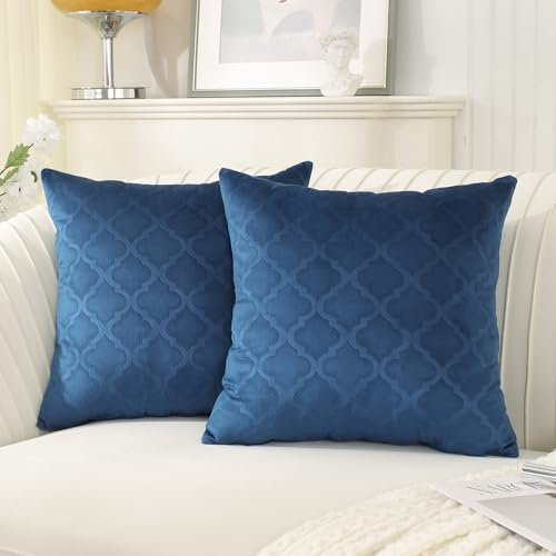 Ystyle Copricuscini di Natale 45x45 Divano Camera da Letto Cuscini Arredo Fodere Arredamento Casa Federe Moderni Morbido Resistente in Velluto con la Cerniera Invisibile 2 Pezzi, Blu Scuro