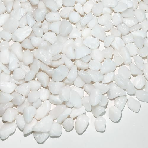 FANTIAN 1.8 kgs White Pebbles for Garden, 6-9 mm Polished White Gravel, Decorative Stones for Plant Pot Vase Cactus Bird Bath and Outdoor Yard